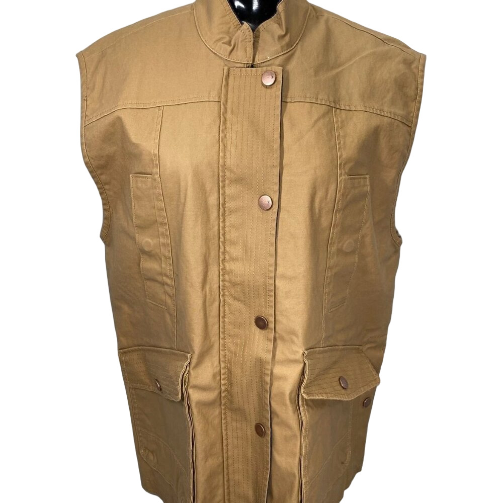 NEW ANTHROPOLOGIE PILCRO Women's Waxed Bard Utility Vest Honey Tan Size S - NWT